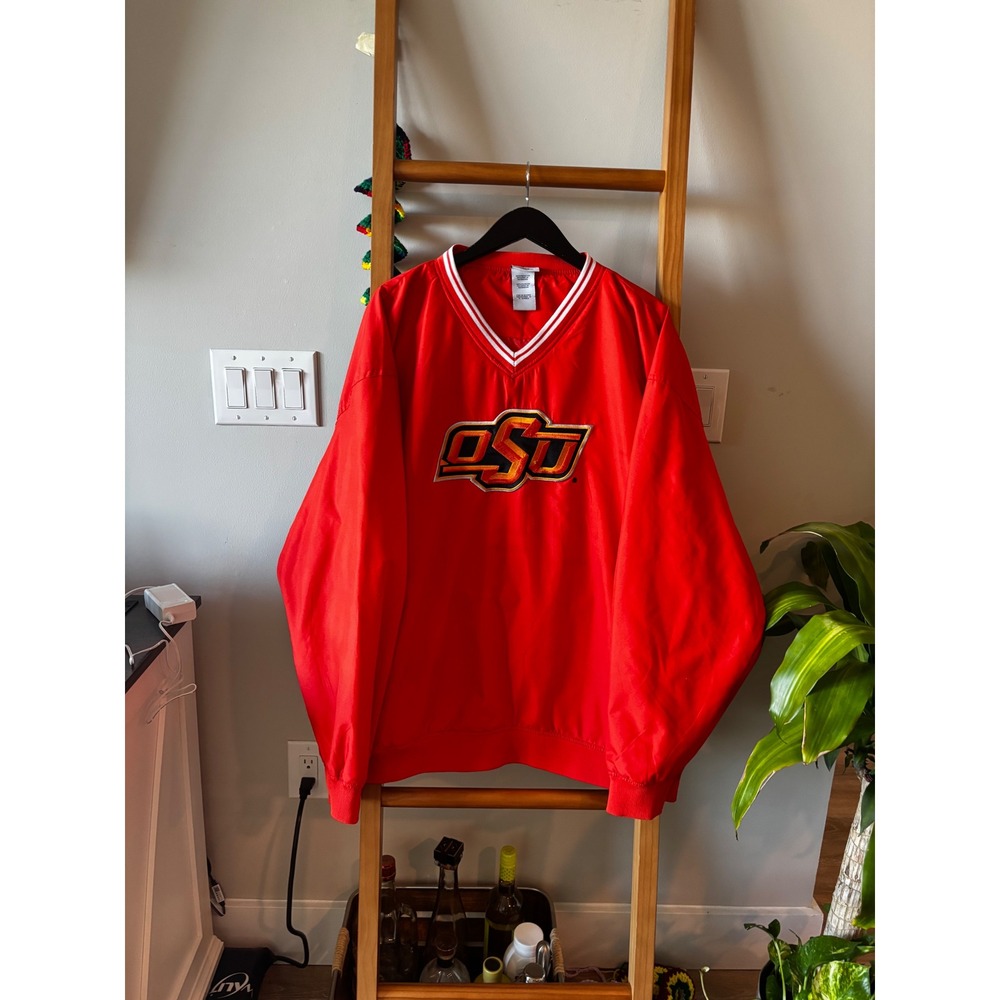 Pro Edge Oklahoma State OSU Windbreaker Pullover V-Neck Orange XL